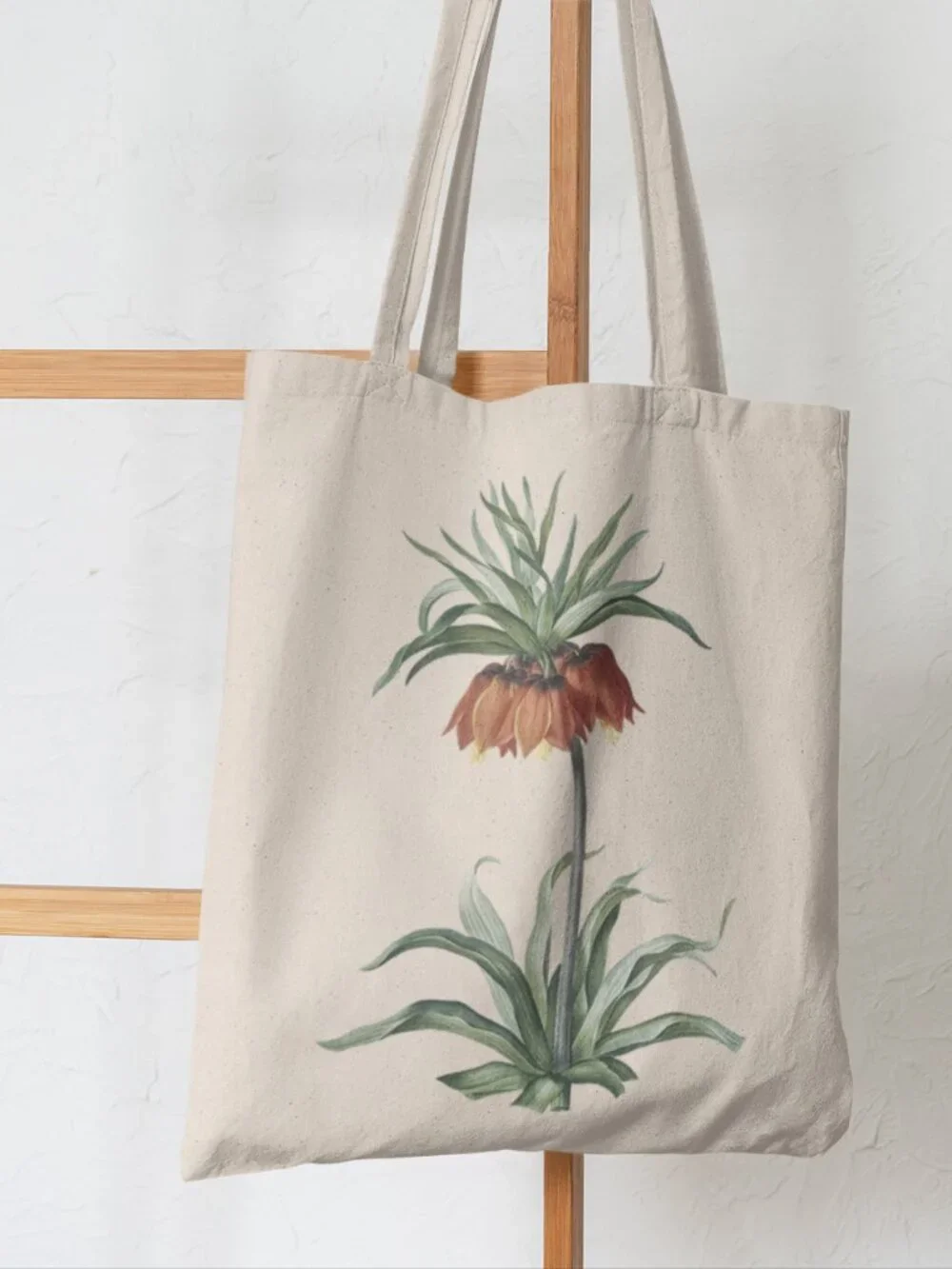 Fritillary Vintage Floral Print Graphic Canvas Tote Bag